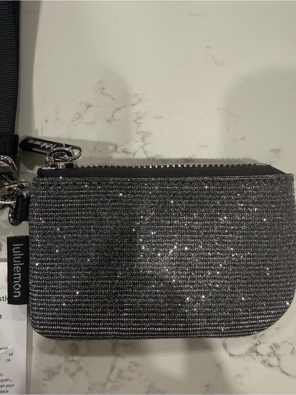NWT Lululemon Dual Pouch Wristlet - Black and Silver Glitter - Picture 5 of 5